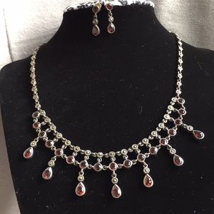 NWOT Designer Ruby necklace & Earrings